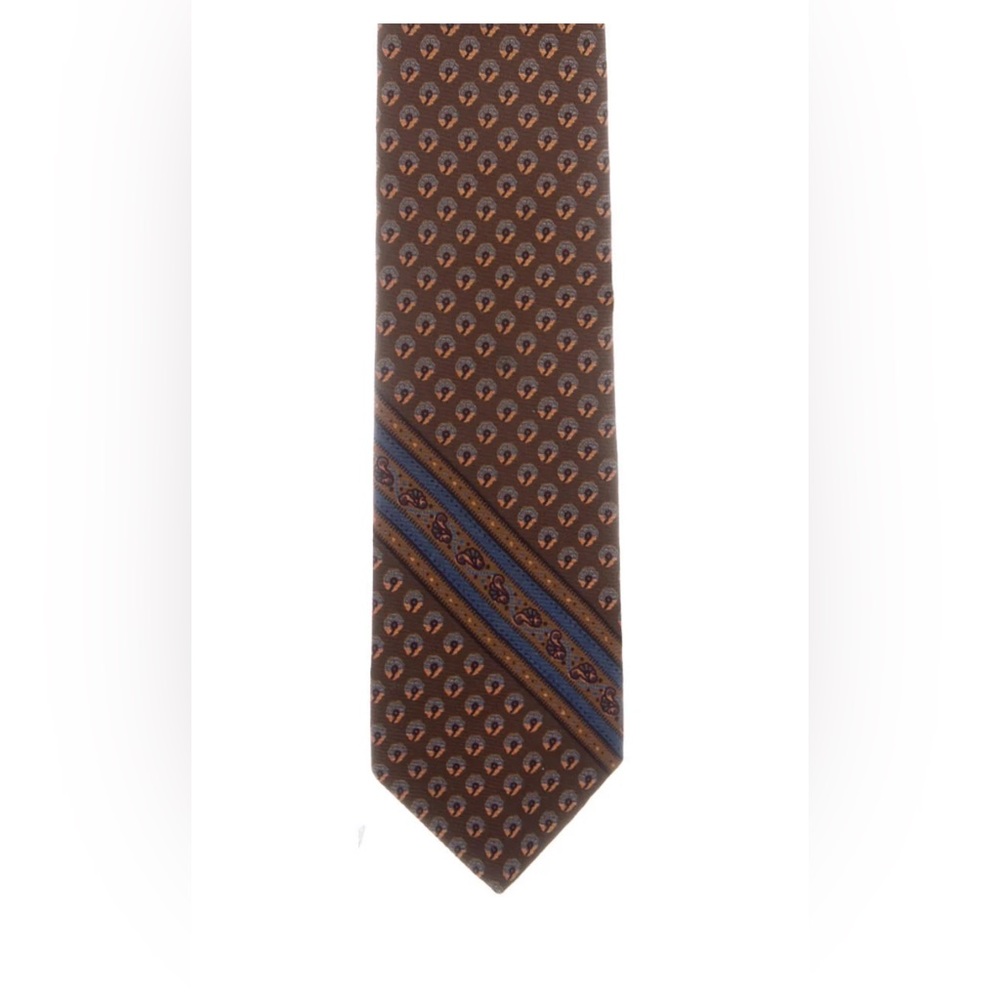 Yves Saint Laurent Silk Brown and Multicolored Patterned Tie